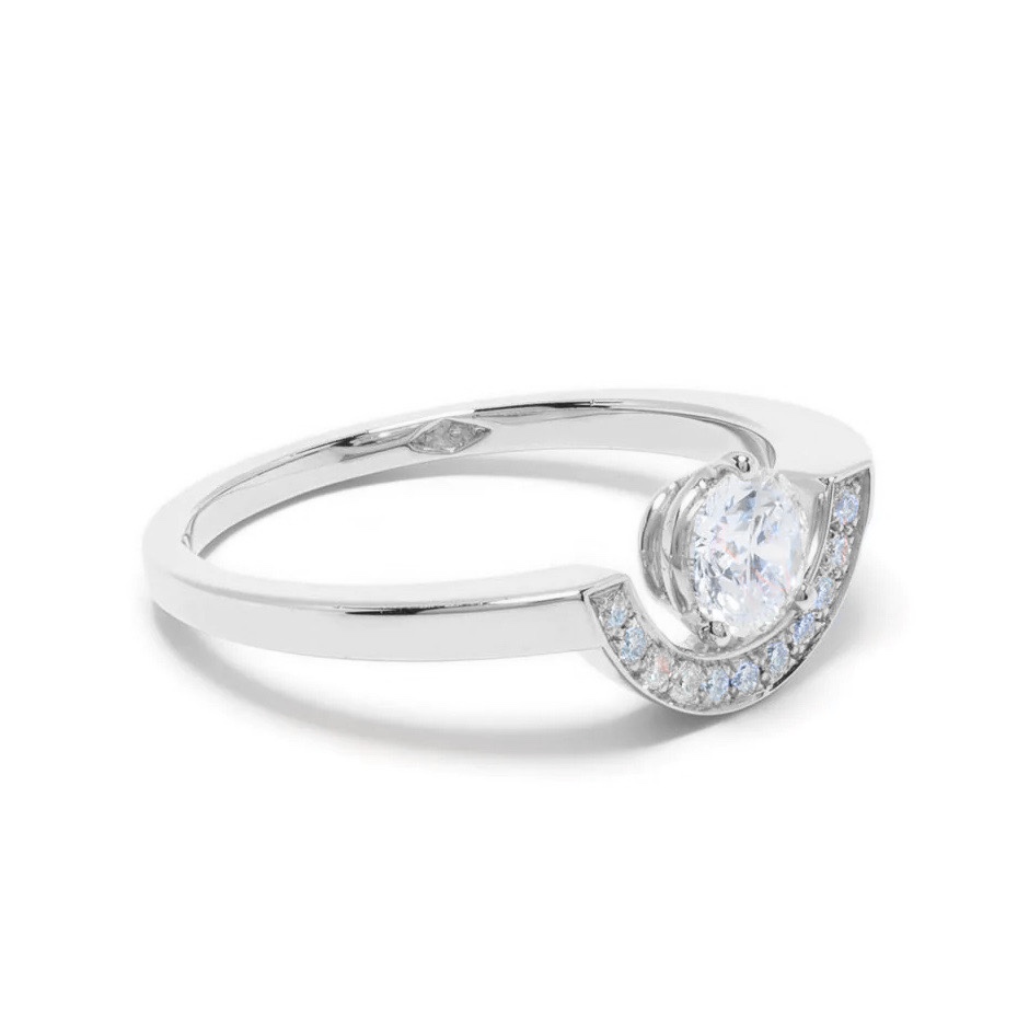 Ring Intrépide petit arc 05ct pavée - 18k white gold lab grown diamond Loyale Paris 1