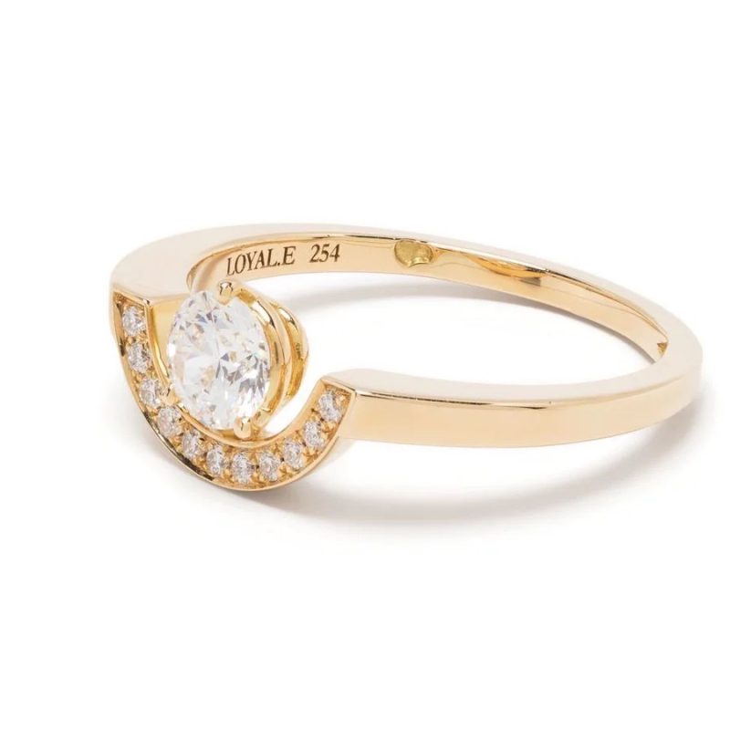 Ring Intrépide petit arc 05ct pavée- 18k yellow gold lab grown diamond Loyale Paris 5