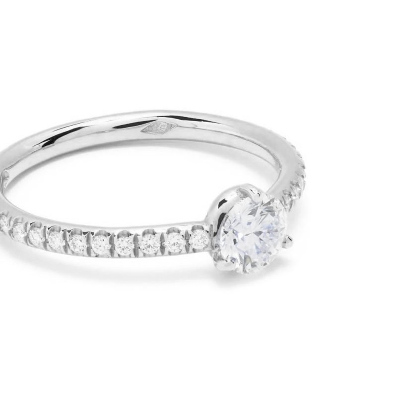 Solitaire Les Absolues 05ct pavé - 18k white gold lab grown diamond Loyale Paris 4