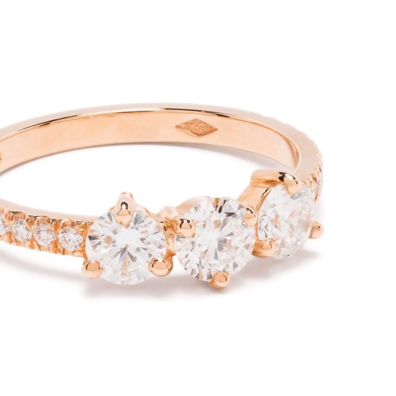 Solitaire Les Absolues Encore Plus 025ct pavé - 18k rose gold lab grown diamond Loyale Paris 4