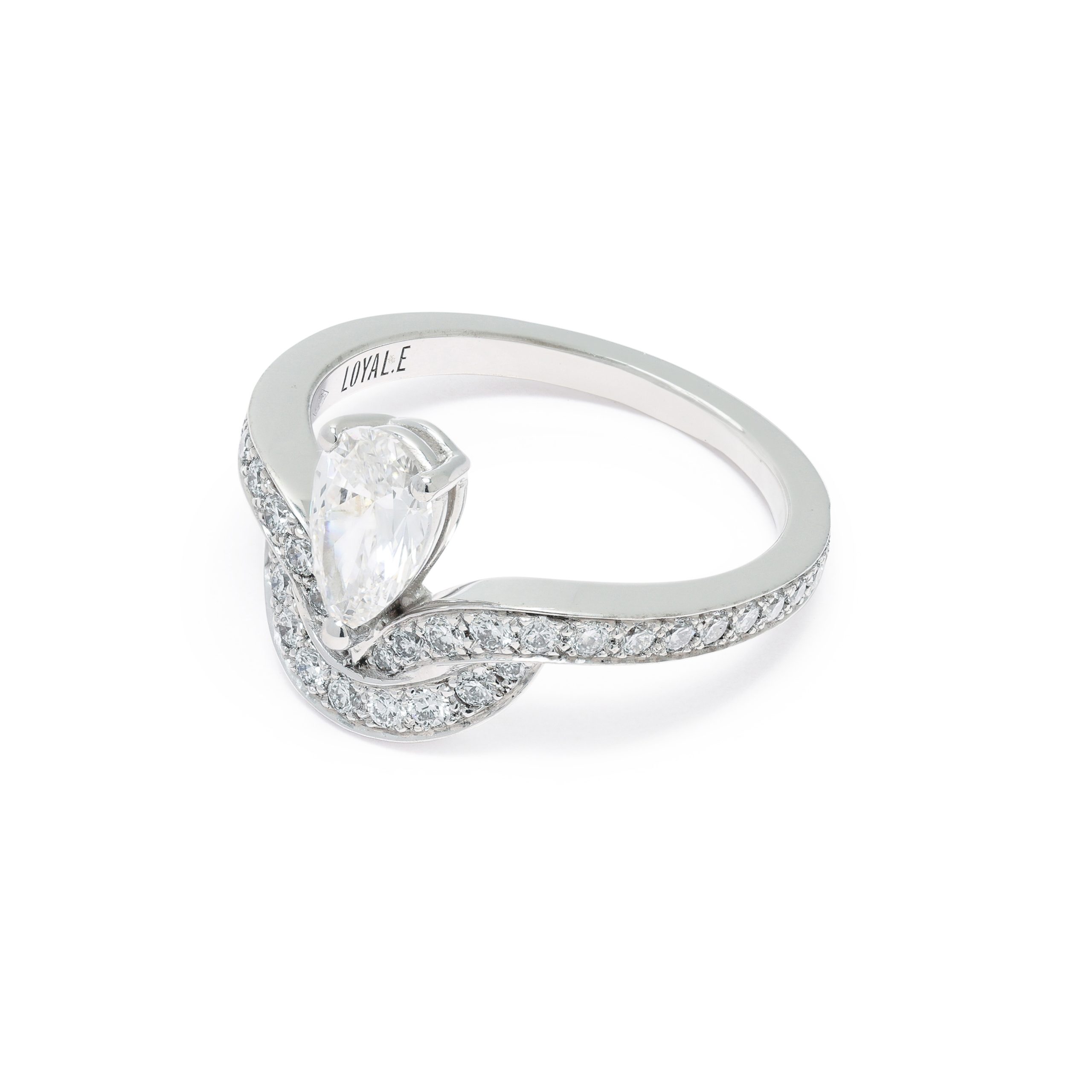 Ring Emblème 0.7ct Poire pavée - 18k white gold 2